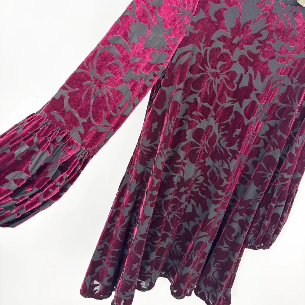 Taylor Velvet Burnout Floral Flocked Shift Dress Size 14 Whimsigoth Fairy Grunge